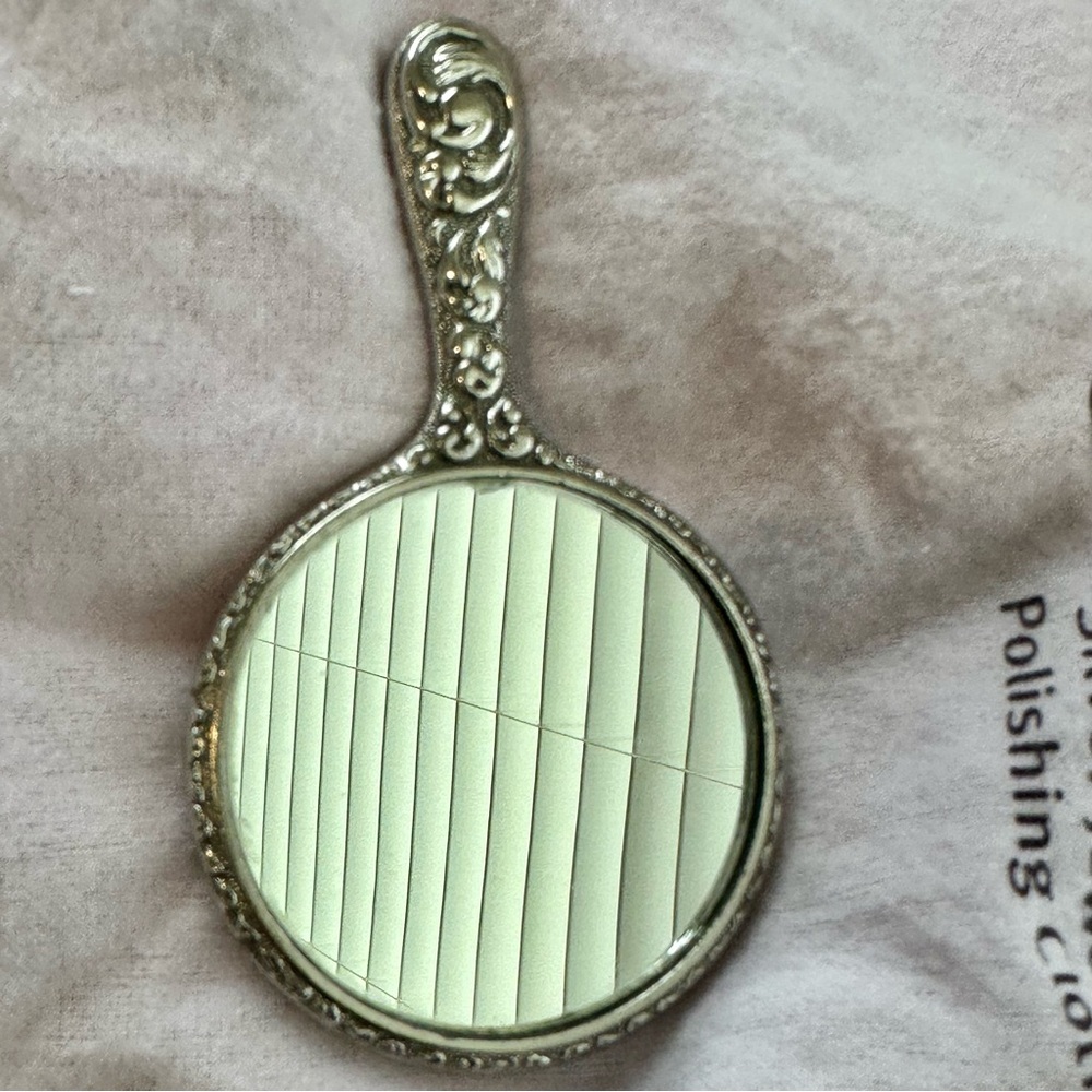 Vintage Antique Intricate Silver Vanity Mirror with Floral Design - Picture 5 of 12